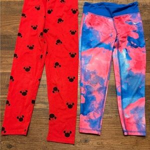 Nike and Disney Kids Red Minnie and Blue and Pink Leggings Set